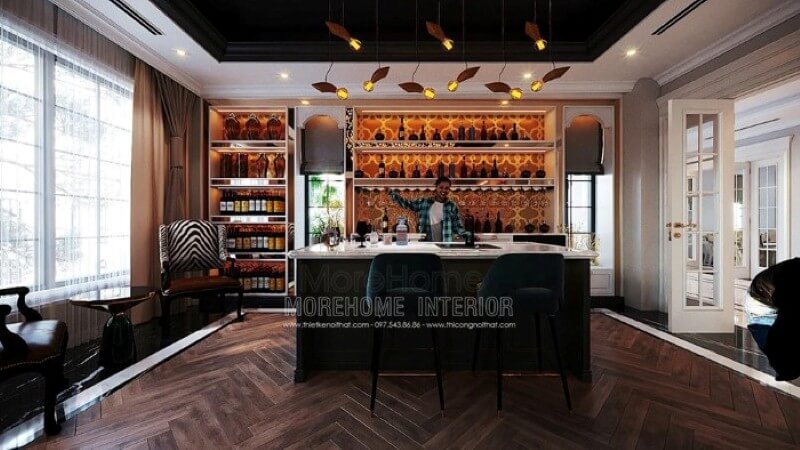 Bố trí quầy bar đẹp, sang trọng tại nhà. thiết kế biệt thự