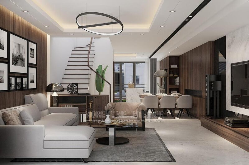 Bố trí phòng khách liền phòng bếp, phòng ăn phong cách hiện đại đã trở thành xu hướng ấn tượng nhất hiện nay. Thiết kế nội thất