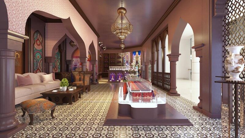 Mẫu thiết kế showroom Saffron cao cấp với các trang trí độc đáo, ấn tượng theo phong cách Ấn Độ Thiết kế nội thất