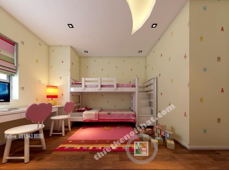 Thiết kế nội thất phòng ngủ trẻ em chung cư phong cách hiện đại Trang trí phòng ngủ trẻ em đẹp, ấn tượng tại sài gon