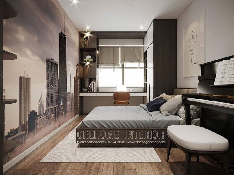 Trang trí góc học tập ấn tượng với kệ sách trong phòng ngủ