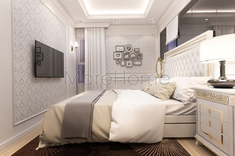 Thiết kế nội thất phòng ngủ chung cư độc đáo với phong cách tân cổ điển